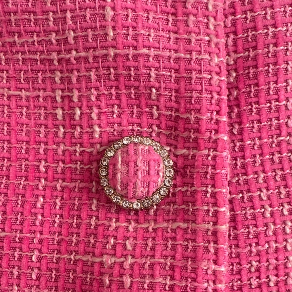 Voy Pink Tweed Button-Down Mini Dress with Pockets Women Size Medium - Picture 4 of 7